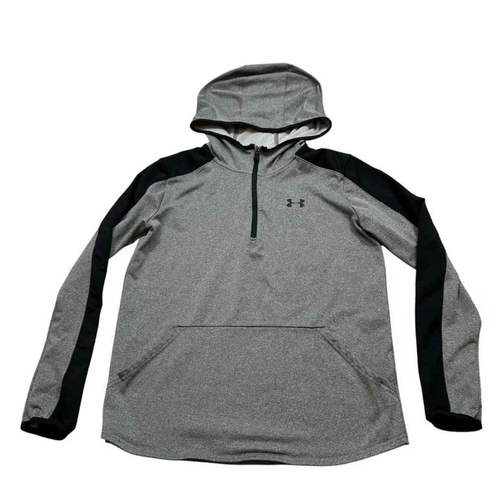 Boy’s Under Armour Cold Gear 1/2 Zip Hooded Lightweight Jacket Size XL Loose Fit